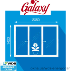 Пластиковое окно, размер 2050 х 1400мм, профильная система WDS С300 - 60мм, стеклопакет двухкамерный 32мм 4i-10-4-10-4. Фурнитура окна Axor K-3 + микропроветривание на две створки. ПВХ окна в зал, гостинную, столовую. Недорогие пластиковые окна